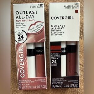COVERGIRL OUTLAST ALL-DAY 2 Lip colors 121 DUSTY BLUSH 542 BRAZEN RAISIN NIP
